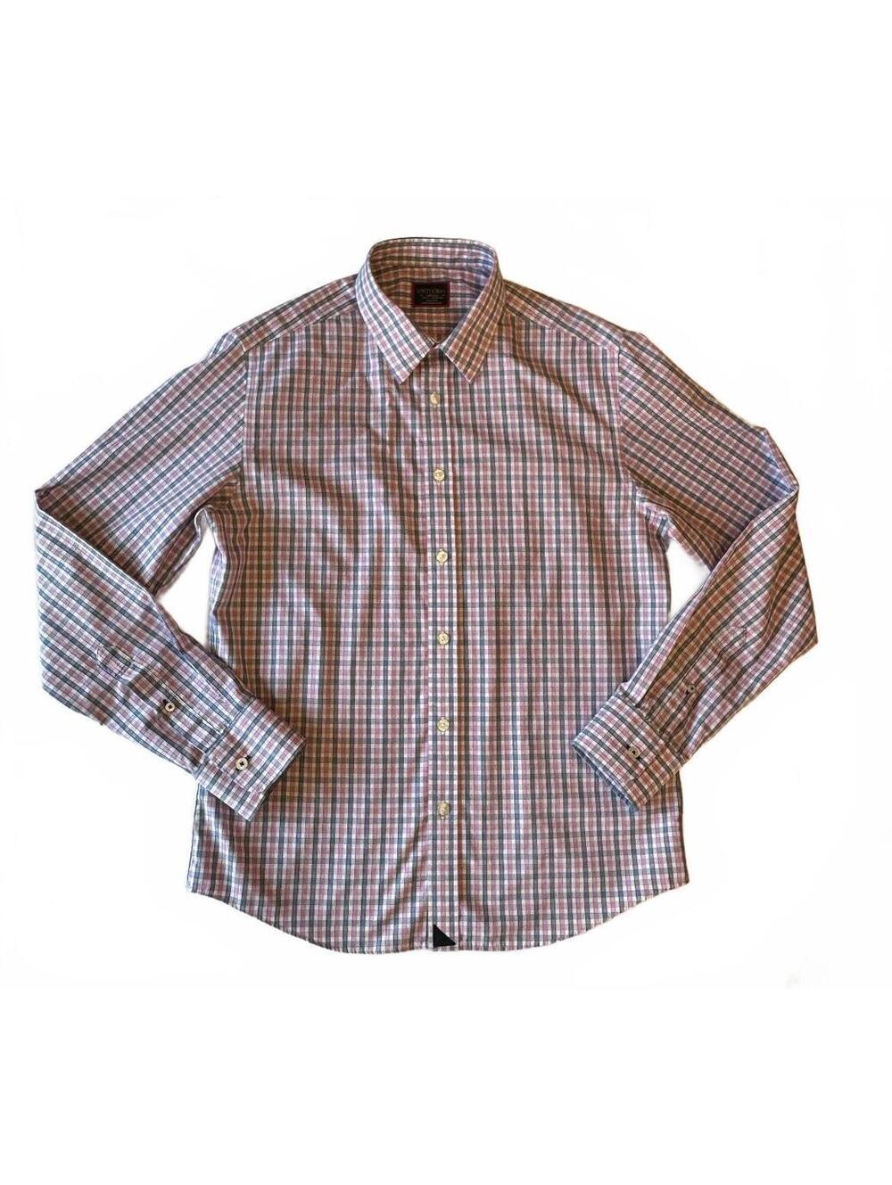 Untuckit Men's Slim Fit Wrinkle Free Dress Shirt Plaid Button-Down Medium